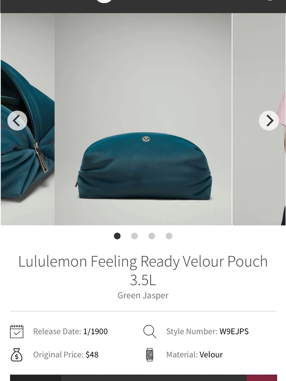 lululemon athletica *NWOT* Feeling Ready Velour Pouch  in Green Jasper